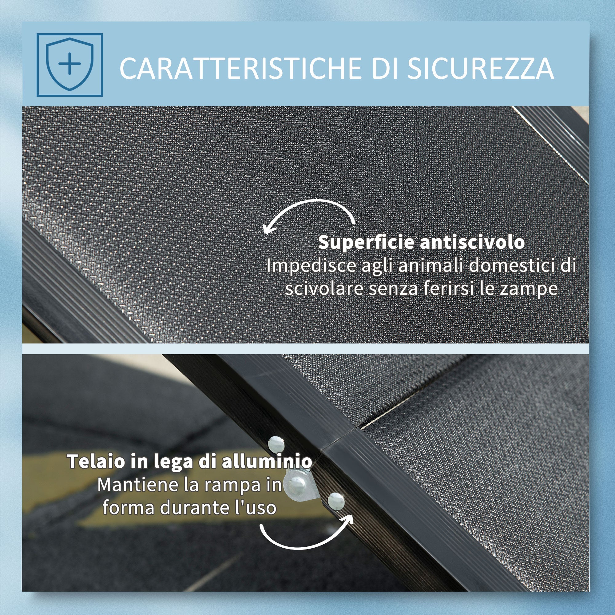 EASYCOMFORT Foldable Dog Ramp with Non-Slip Surface in MDF and Aluminium, 158x43.5x2.5 cm, Black