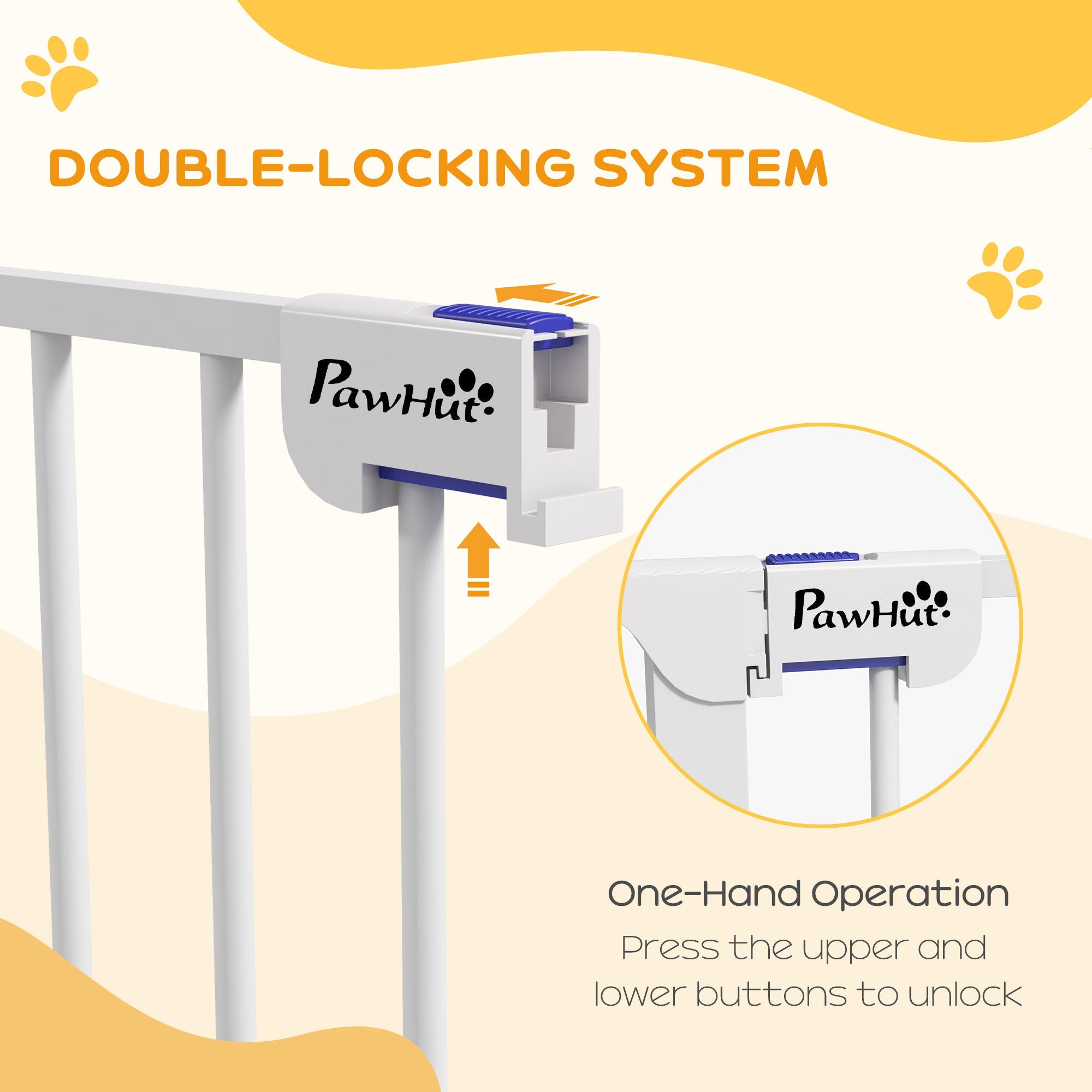 Easycomfort Cancelletto per Cani Taglia Media a 3 Pannelli with Doppio Sistema di Blocco, 206x90cm, white