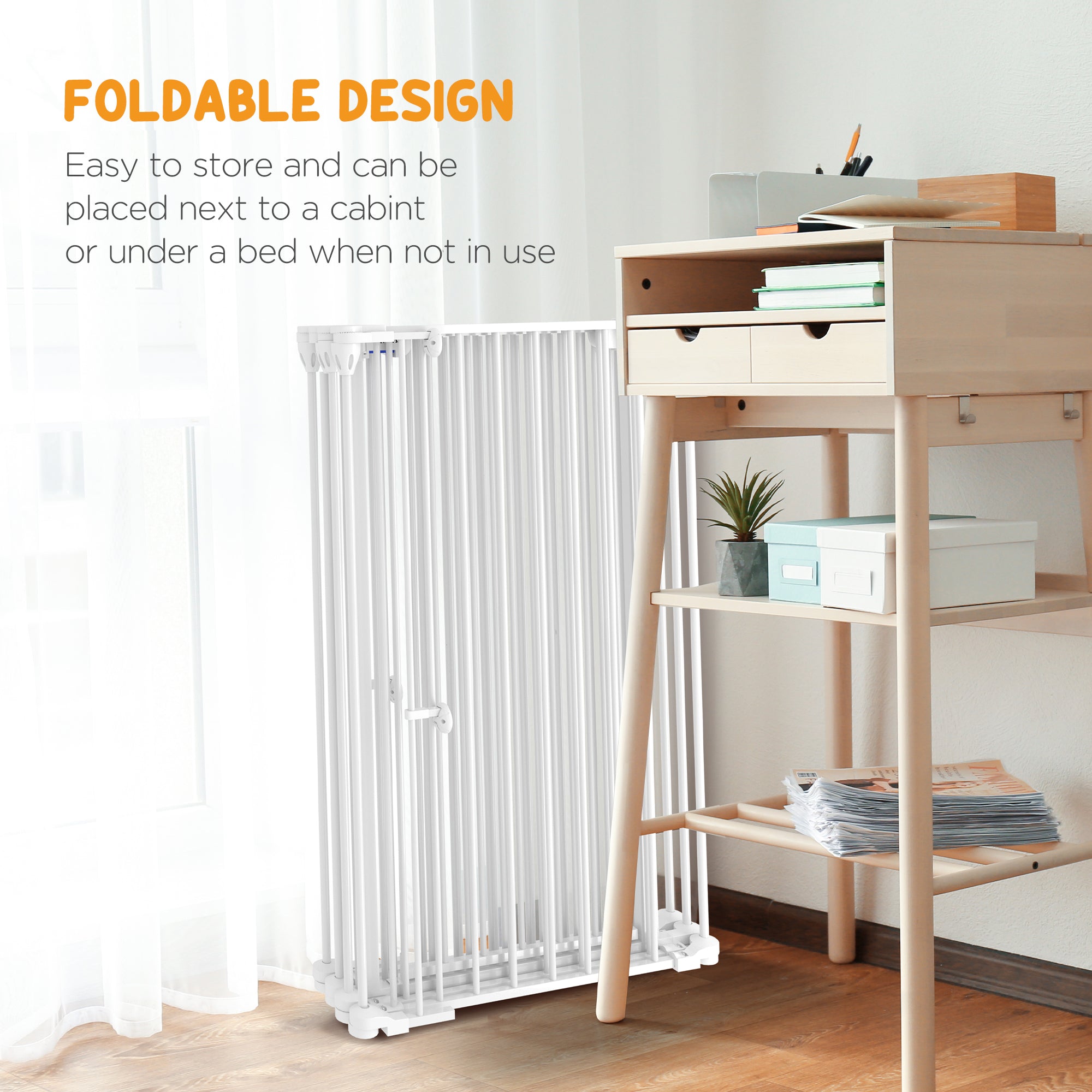 Easycomfort Cancellino per Cani di Taglia Media Pieghevole a 6 Pannelli, in Acciaio e Plastica, 123x102x100 cm, white