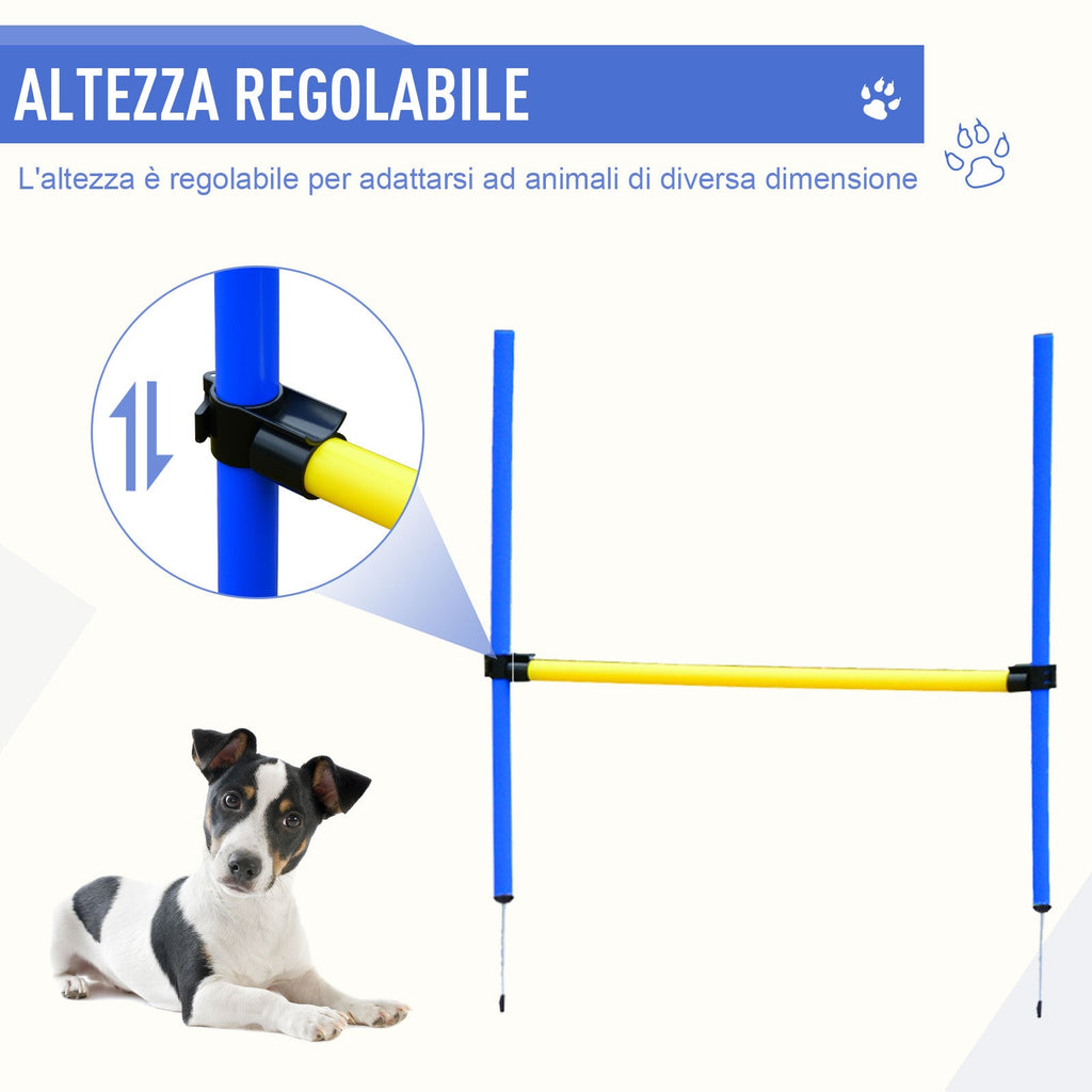 EASYCOMFORT Agility Dog Set for Dog Training with Tunnel, Slalom and Obstacle, Transport Bag, Yellow and Blue
