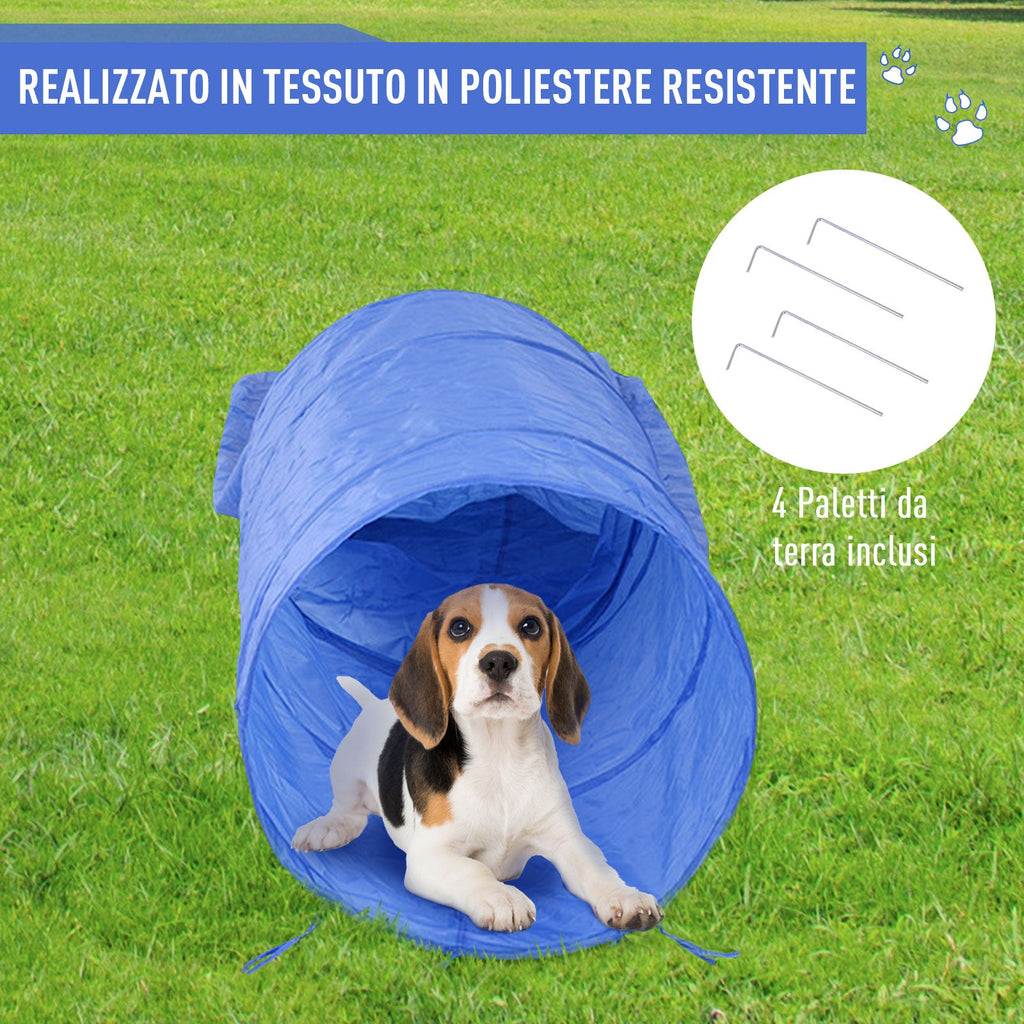 EASYCOMFORT Agility Dog Set for Dog Training with Tunnel, Slalom and Obstacle, Transport Bag, Yellow and Blue