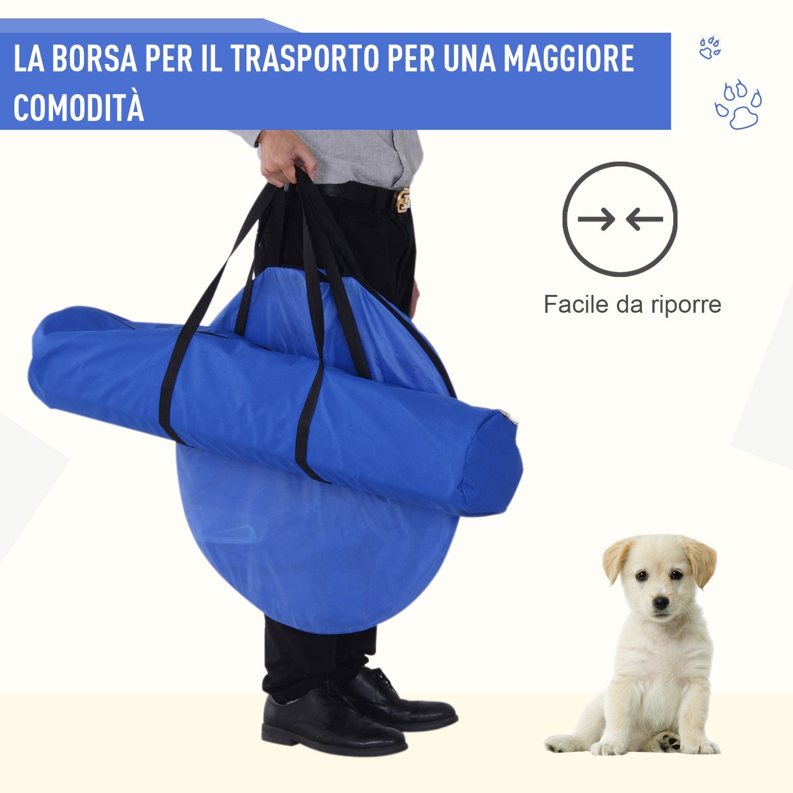 EASYCOMFORT Agility Dog Set for Dog Training with Tunnel, Slalom and Obstacle, Transport Bag, Yellow and Blue