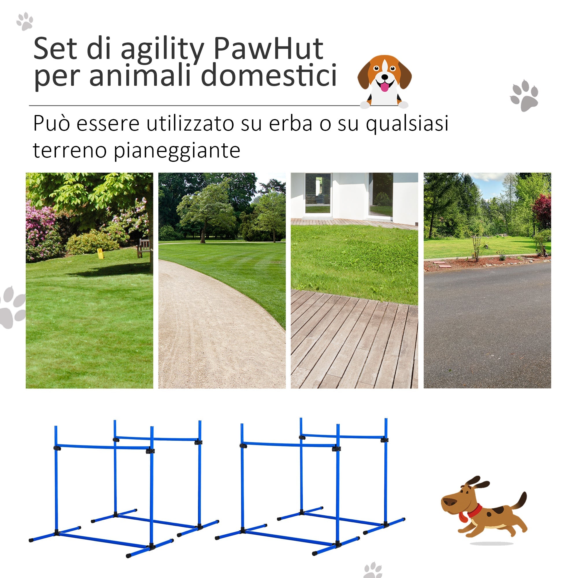 EASYCOMFORT Set of 4 Dog Agility Obstacles for Dog Training with Adjustable Height with Carrying Bag Included, 99x65x94cm, Blue