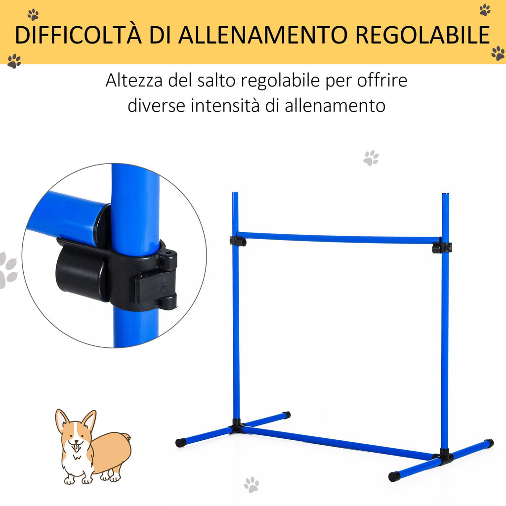 EASYCOMFORT Set of 4 Dog Agility Obstacles for Dog Training with Adjustable Height with Carrying Bag Included, 99x65x94cm, Blue