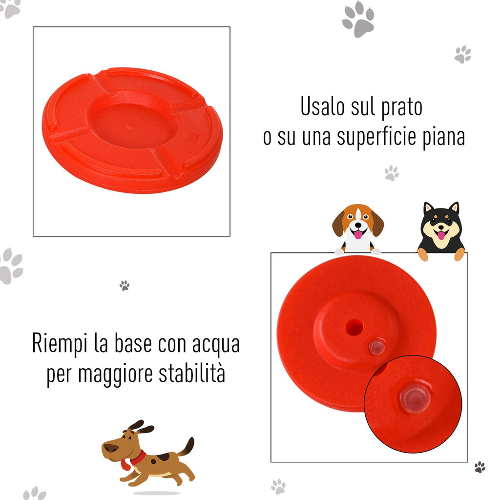 EASYCOMFORT Dog Agility Set 3 Exercises: Slalom, Obstacles, Ring, for Dog Training, Portable, 2.5 kg, Yellow and Red
