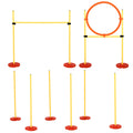 EASYCOMFORT Dog Agility Set 3 Exercises: Slalom, Obstacles, Ring, for Dog Training, Portable, 2.5 kg, Yellow and Red