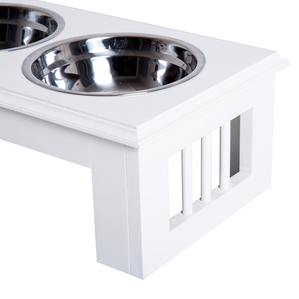 EASYCOMFORT verhoogde hondenbak RVS met MDF-voet, 2 kommen, 44x24x15 cm