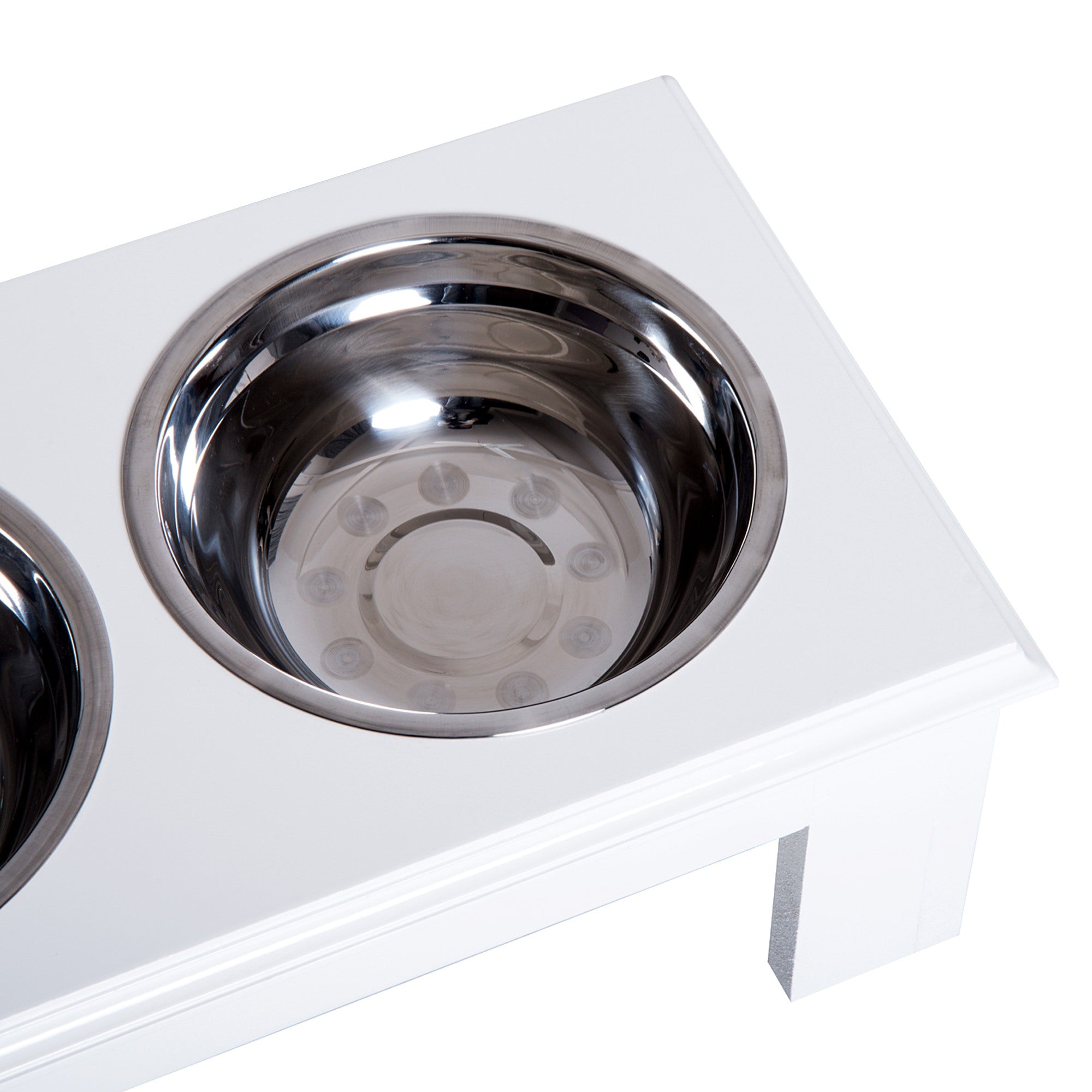 EASYCOMFORT verhoogde hondenbak RVS met MDF-voet, 2 kommen, 44x24x15 cm