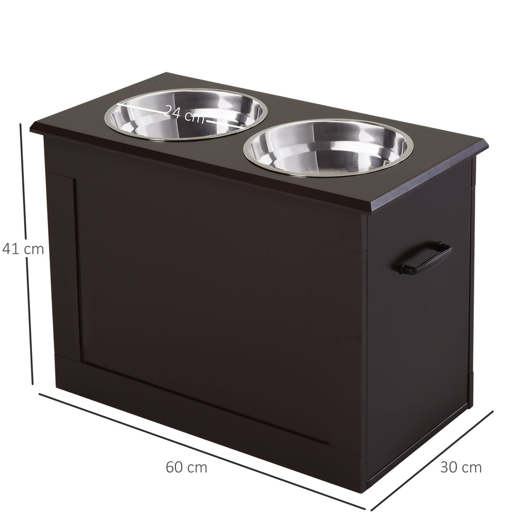 EASYCOMFORT Raised bowl holder for medium-large dogs with 2 bowls of Φ24cm in stainless steel, 60x30x41cm