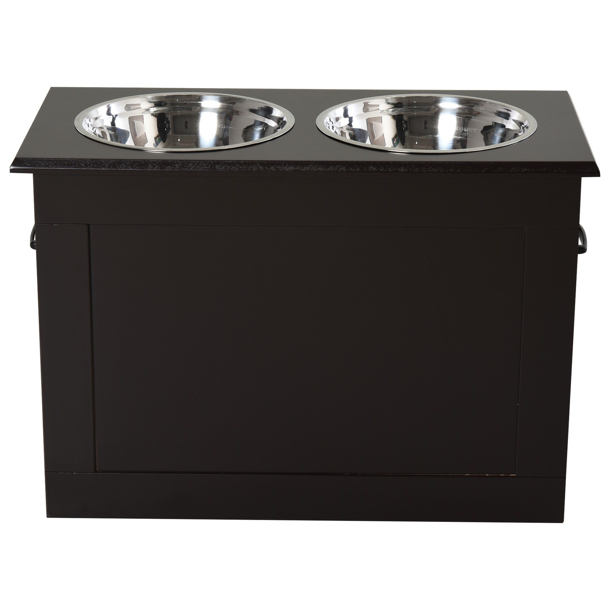 EASYCOMFORT Raised bowl holder for medium-large dogs with 2 bowls of Φ24cm in stainless steel, 60x30x41cm