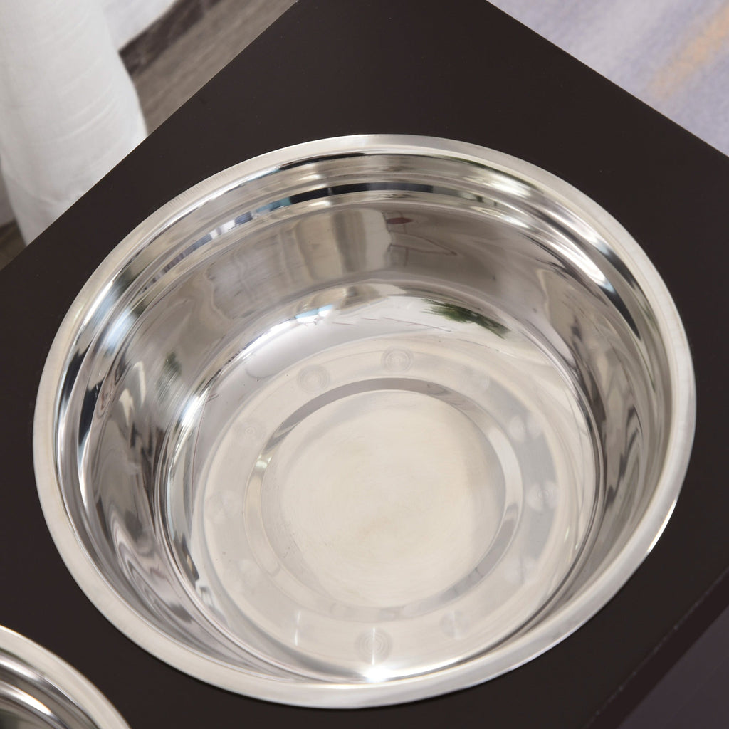 EASYCOMFORT Raised bowl holder for medium-large dogs with 2 bowls of Φ24cm in stainless steel, 60x30x41cm