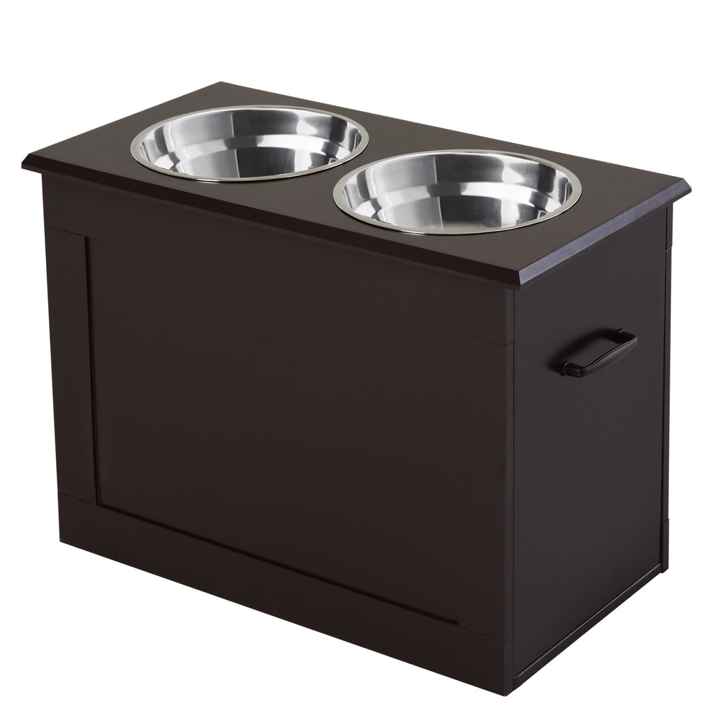 EASYCOMFORT Raised bowl holder for medium-large dogs with 2 bowls of Φ24cm in stainless steel, 60x30x41cm