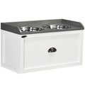 EASYCOMFORT Raised Dog Bowls in Stainless Steel and Wood with Drawer, 60x30x36cm, White and Gray