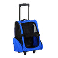 EASYCOMFORT 2 in 1 Backpack Carrier for Dogs and Cats with Side Pockets, Telescopic Handle and Wheels, 42x25x55cm, Blue