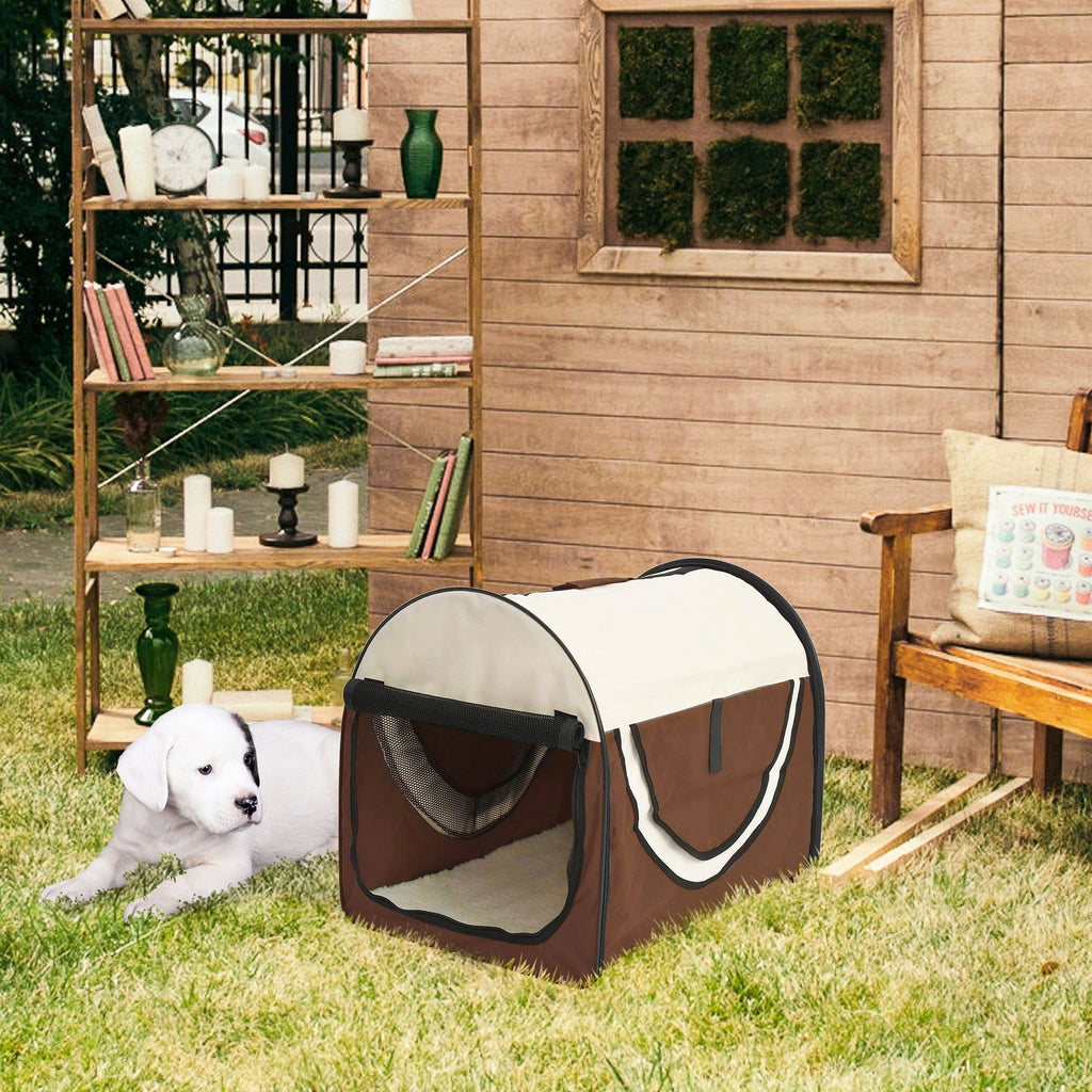 EasyComfort Vouwbare draagkooi voor honden en katten 61x46x51 cm, koffiekleur