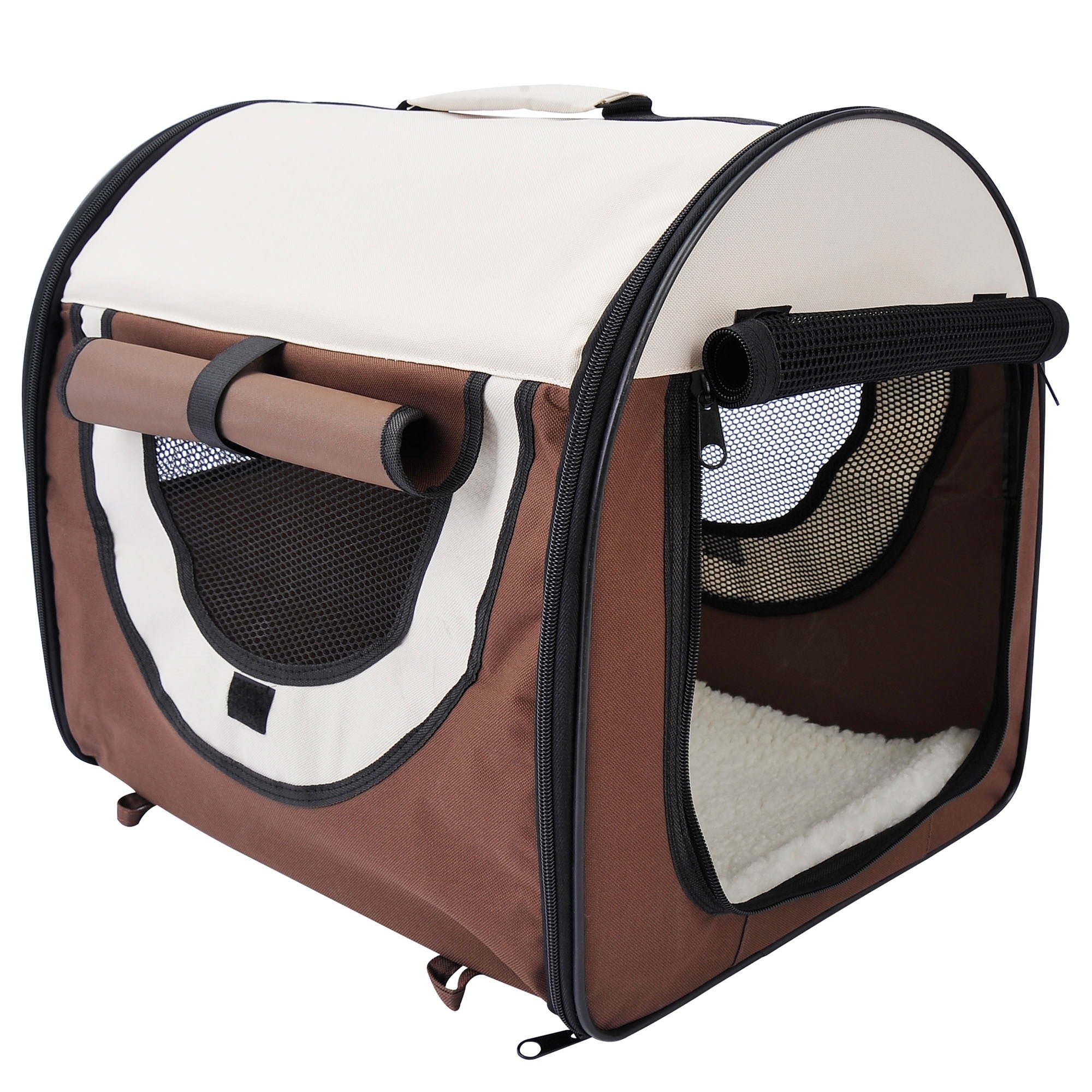 EasyComfort vouwbare draagkooi voor honden en katten 61x46x51 cm koffiekleur