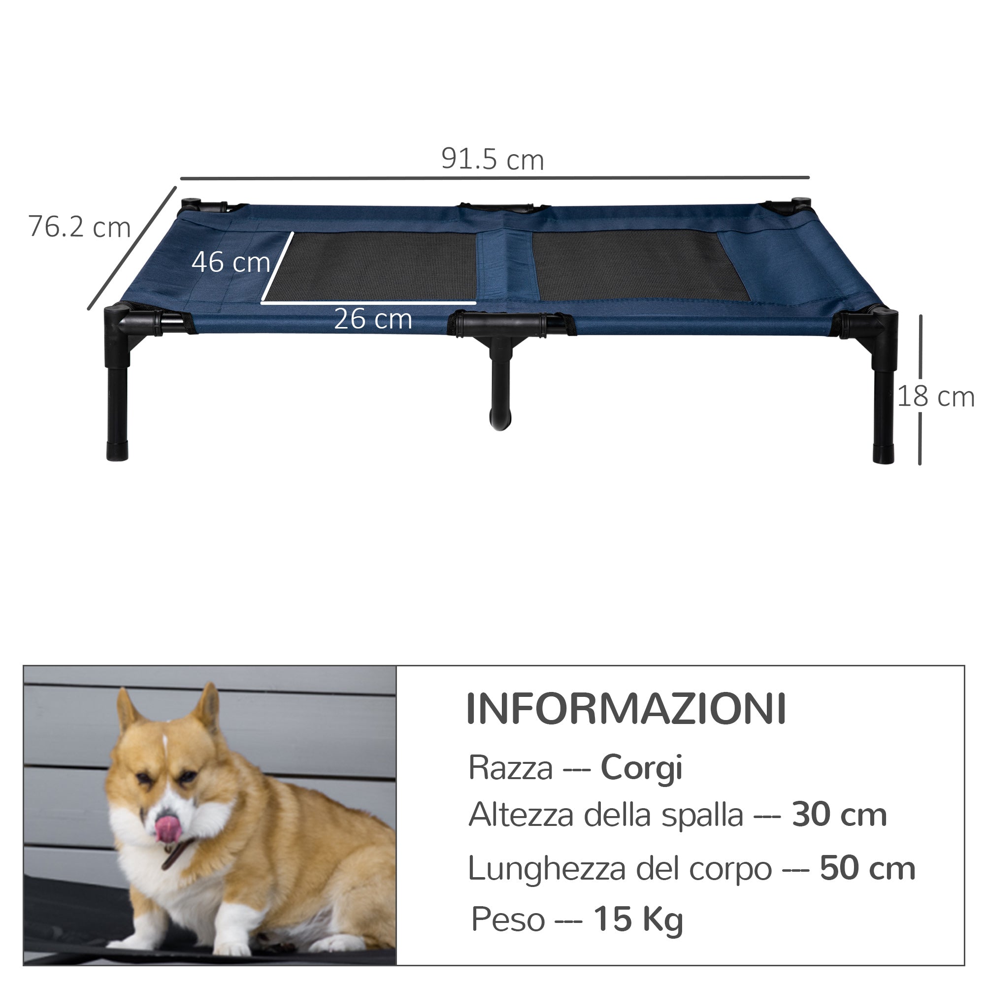 EASYCOMFORT Beds for Dogs up to 50kg Waterproof and Breathable 92x76x18 cm