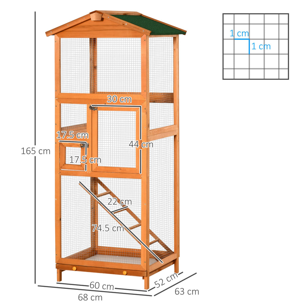 EasyComfort Gabbia per Uccelli Alta 165cm in Legno da Esterno with 2 Porte e Vassoio Estraibile, Arancione