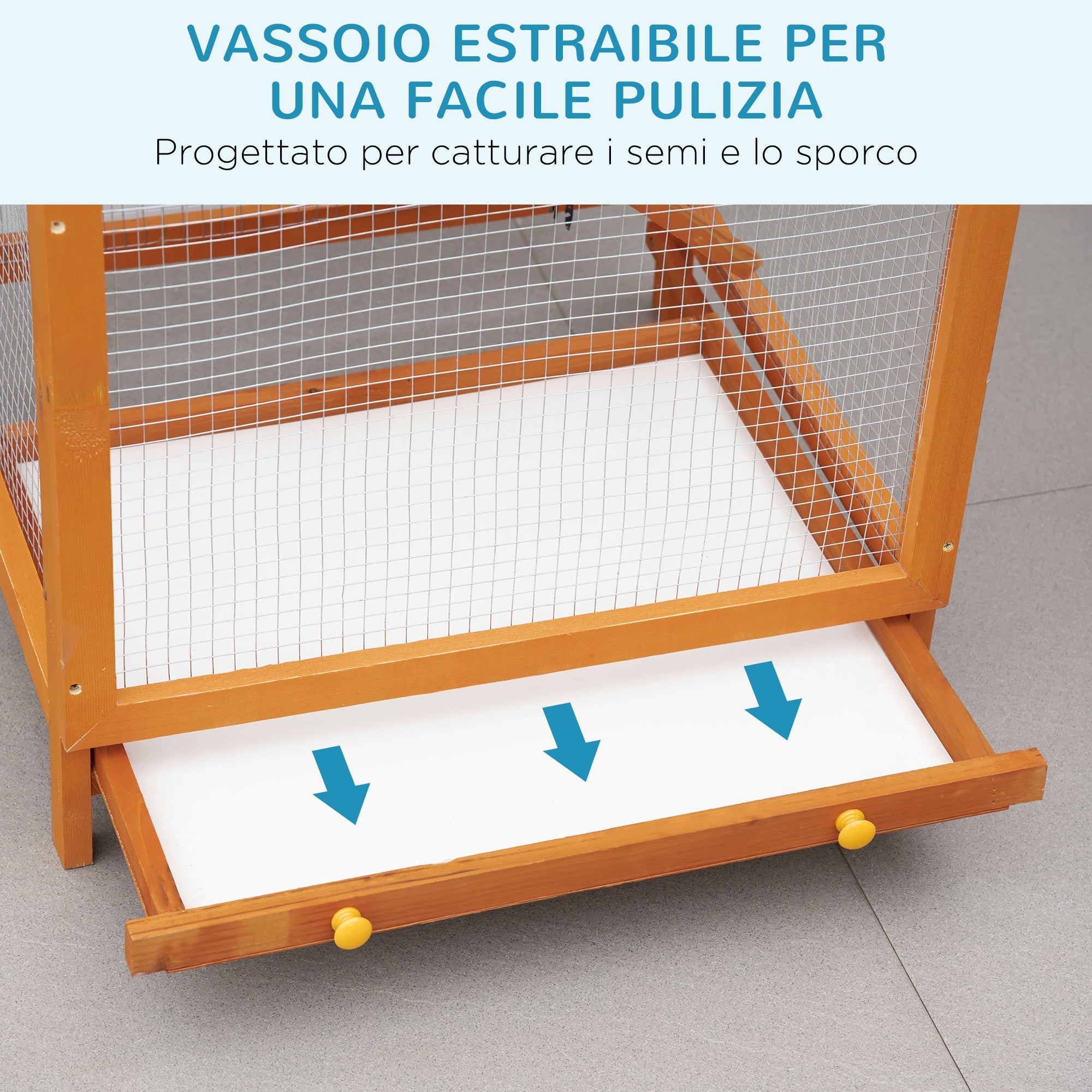 EasyComfort Gabbia per Uccelli Alta 165cm in Legno da Esterno with 2 Porte e Vassoio Estraibile, Arancione