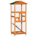 EasyComfort Gabbia per Uccelli Alta 165cm in Legno da Esterno with 2 Porte e Vassoio Estraibile, Arancione