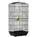 EASYCOMFORT Bird Cage in Metal and Plastic with Perches, Swing and Bowls, 46.5x35.5x92 cm, Black