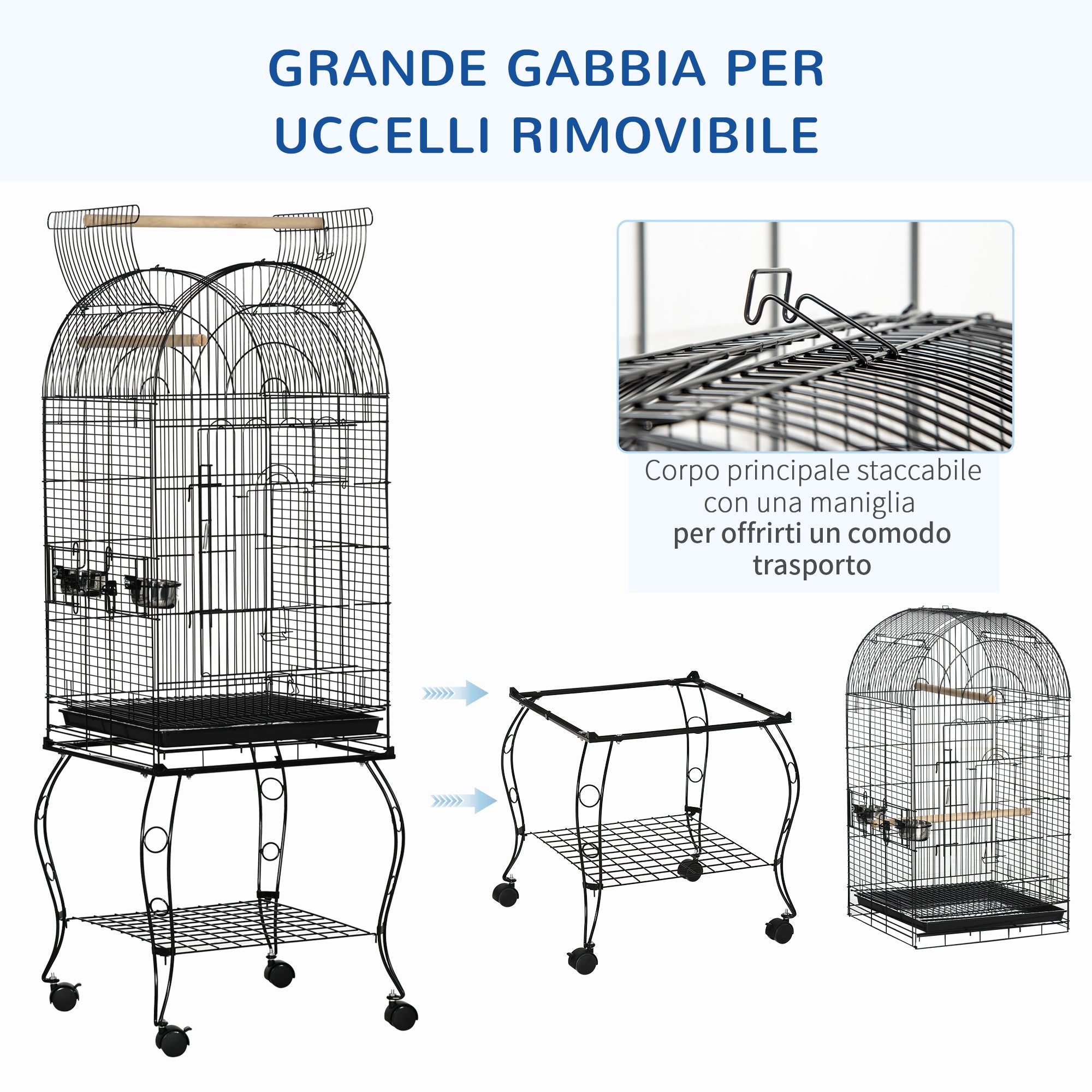EasyComfort Vogelkooi met wielen 51x51x153 cm