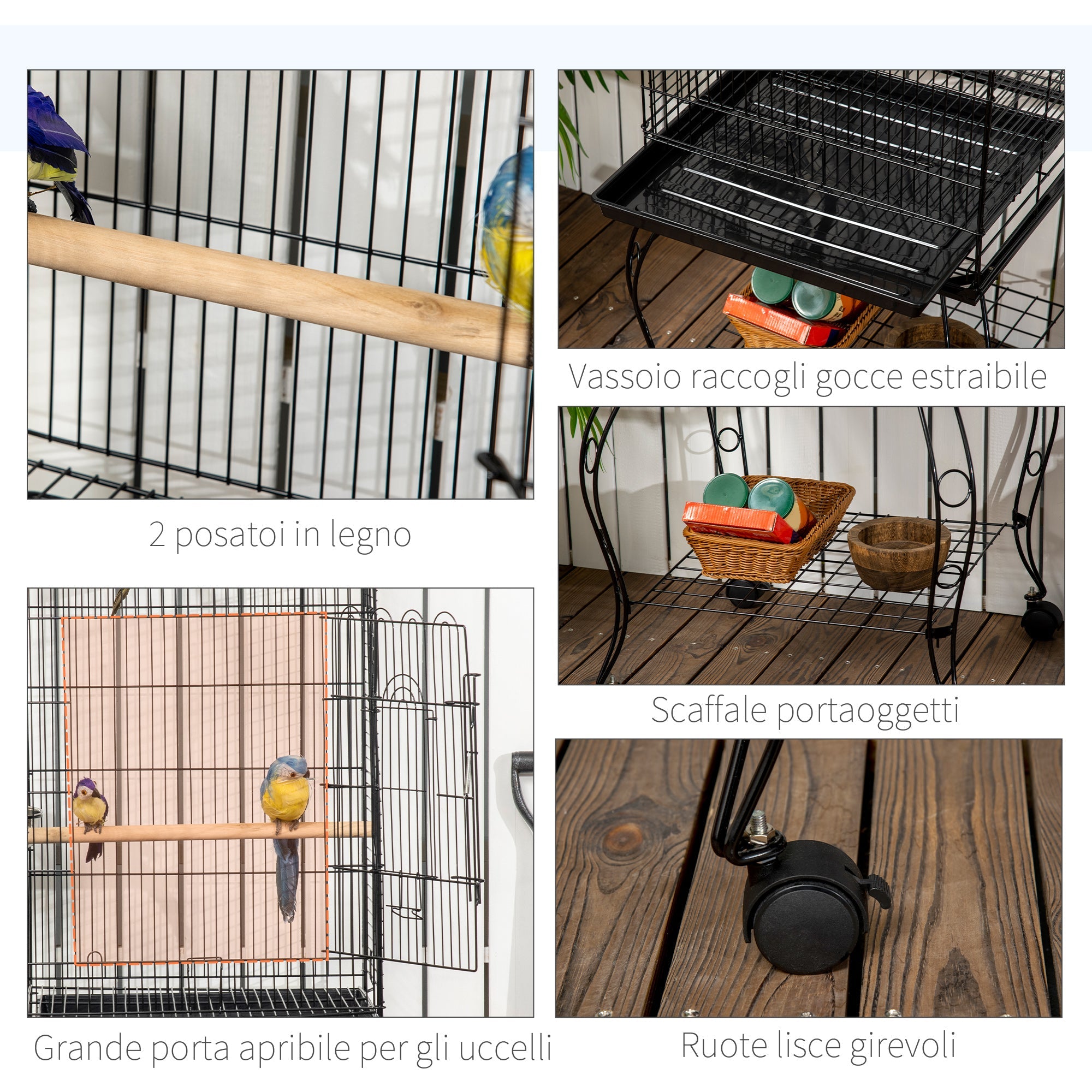 EasyComfort Vogelkooi met wielen 51x51x153 cm
