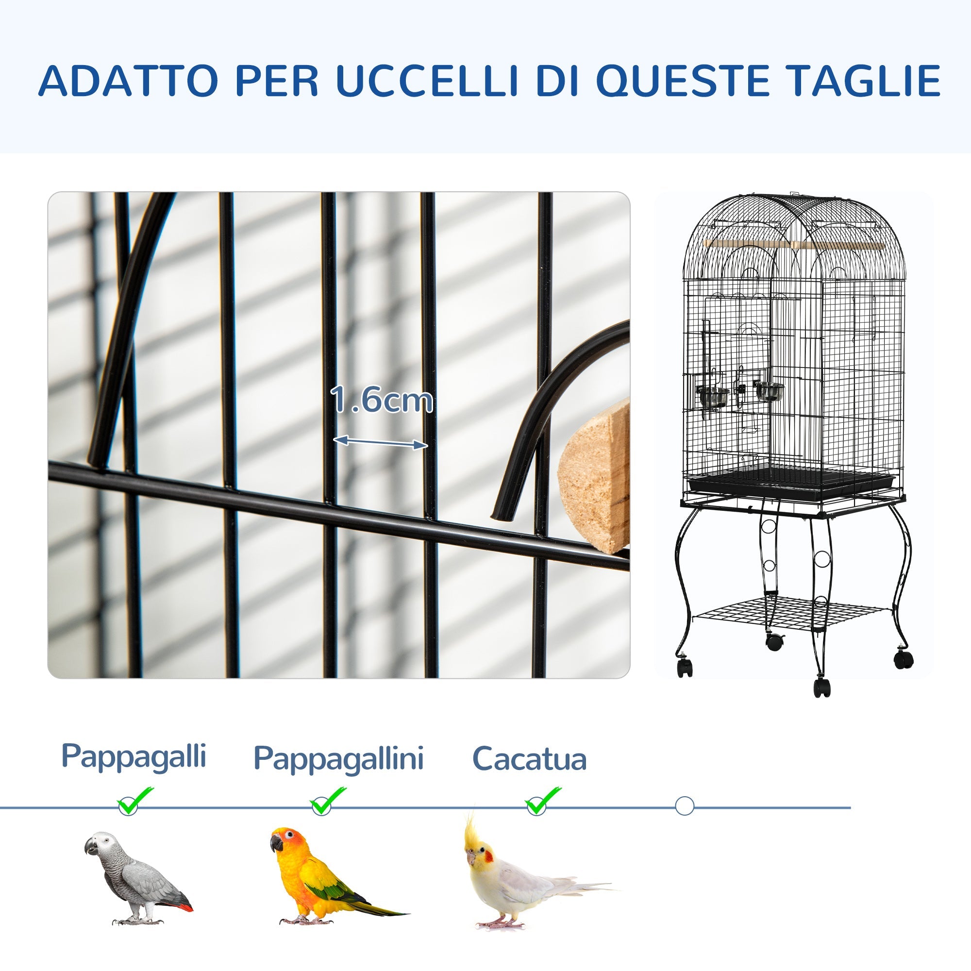 EasyComfort Vogelkooi met wielen 51x51x153 cm