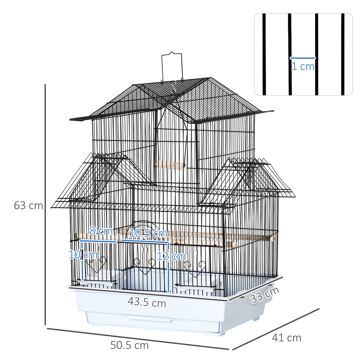 EasyComfort Vogelkooi met handvat 50.5 x 41 x 63 cm, wit