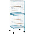 EASYCOMFORT Bird Cage 2 in 1 Indoor Aviary with 4 Wheels and Removable Trays, 51.5x50x140cm