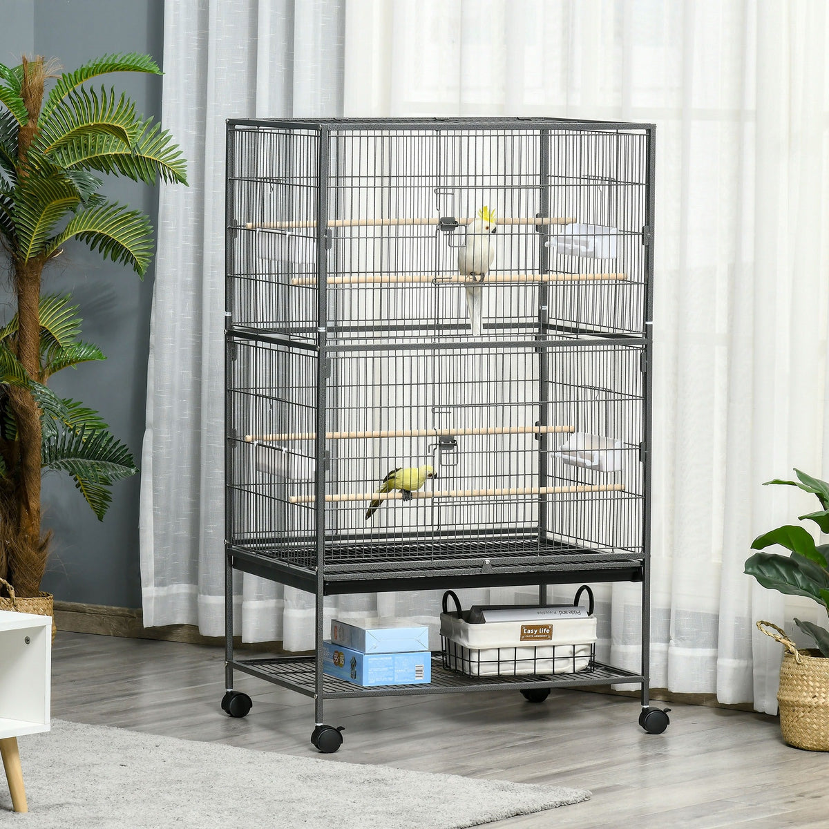 EasyComfort Houten vogelkooi voor binnen met lade - 78x52x132 cm