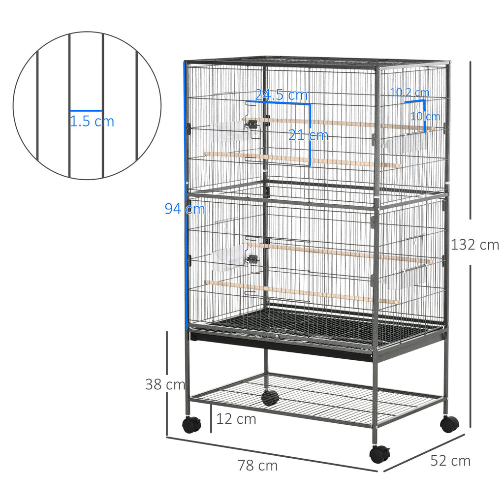 EasyComfort Houten vogelkooi voor binnen met lade - 78x52x132 cm