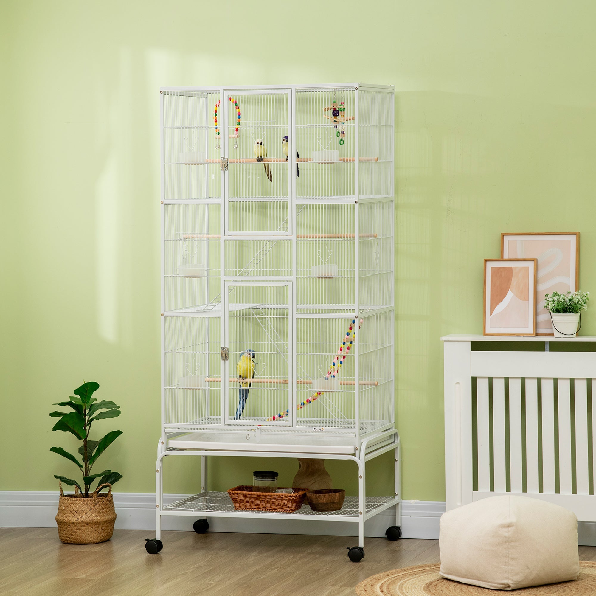 EasyComfort Vogelkooi met standaard en accessoires 83x53x180 cm
