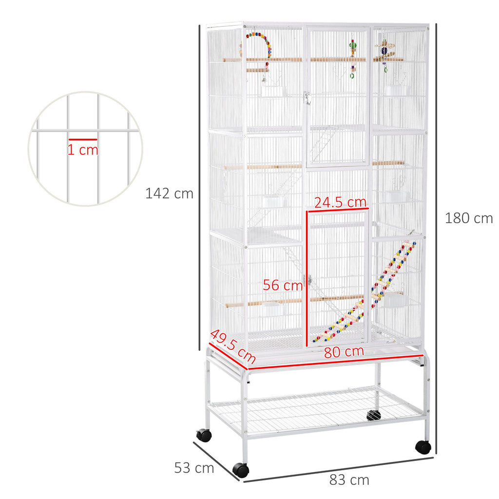 EasyComfort Vogelkooi met standaard en accessoires 83x53x180 cm