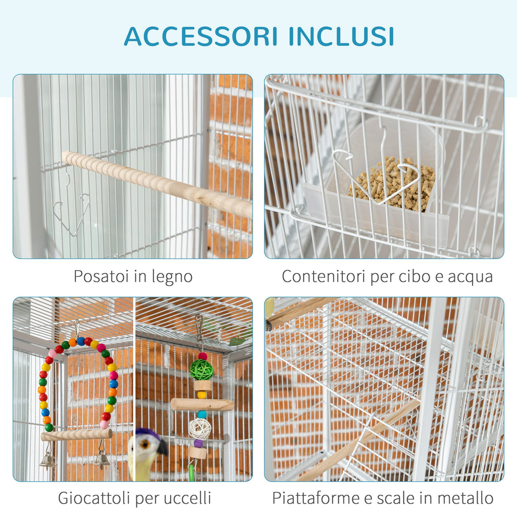 EasyComfort Vogelkooi met standaard en accessoires 83x53x180 cm