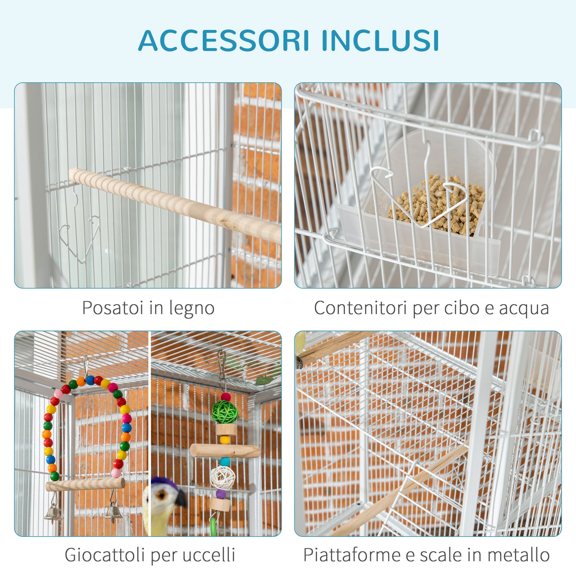 EasyComfort Vogelkooi met standaard en accessoires 83x53x180 cm