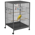 Easycomfort Gabbia per Uccelli in Acciaio e PP with 5 Porte, 2 Posatoi e Vassoio Estraibile, 48x46x74 cm, Grigio