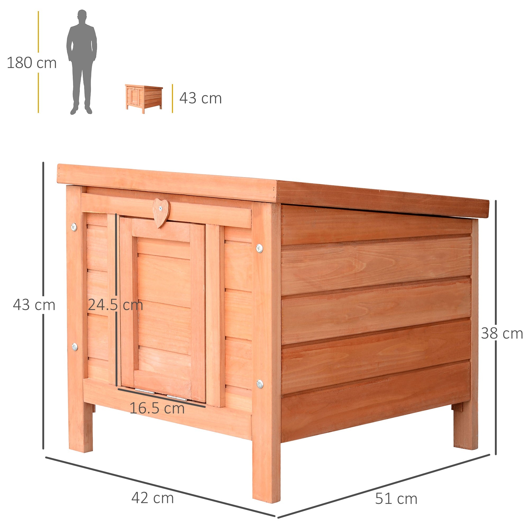 EASYCOMFORT Rabbit Cage for Small Animals with Opening Roof in Wood 51x42x43 cm