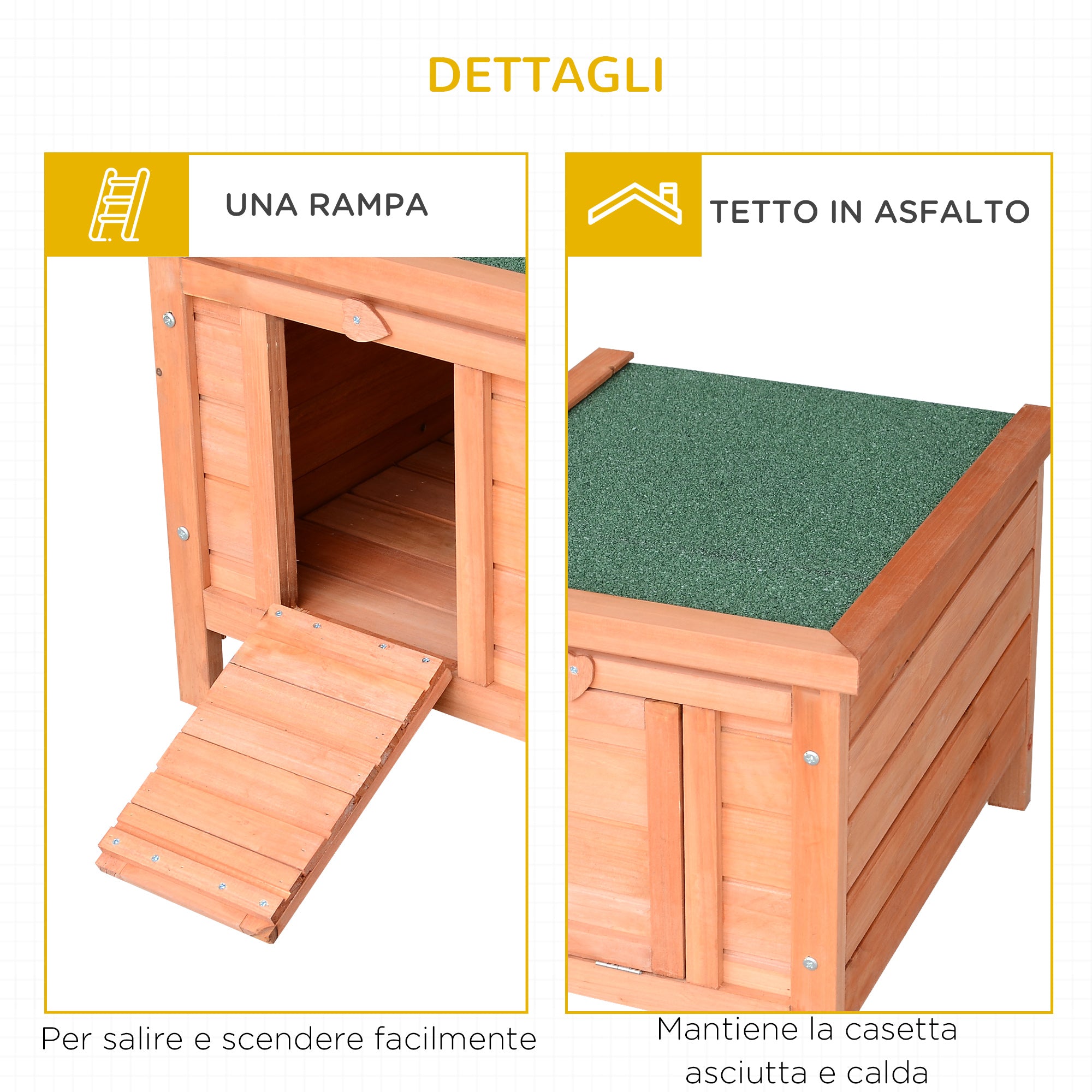 EASYCOMFORT Rabbit Cage for Small Animals with Opening Roof in Wood 51x42x43 cm
