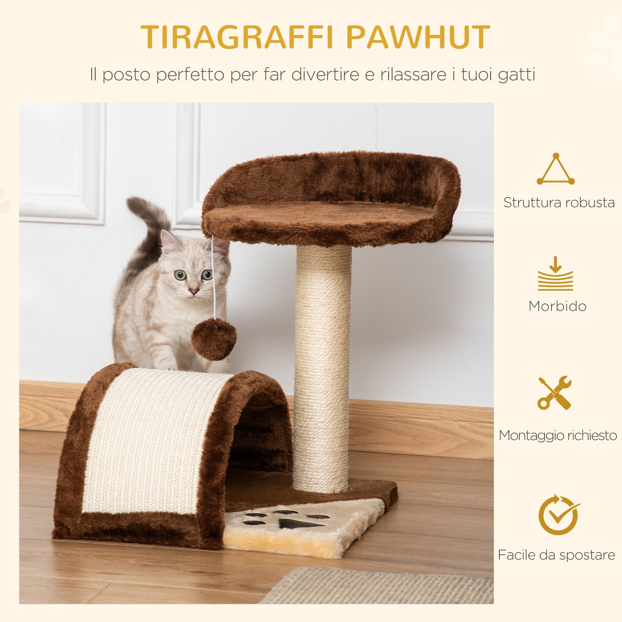 EASYCOMFORT Cat Tree, brown, 36x36x44cm