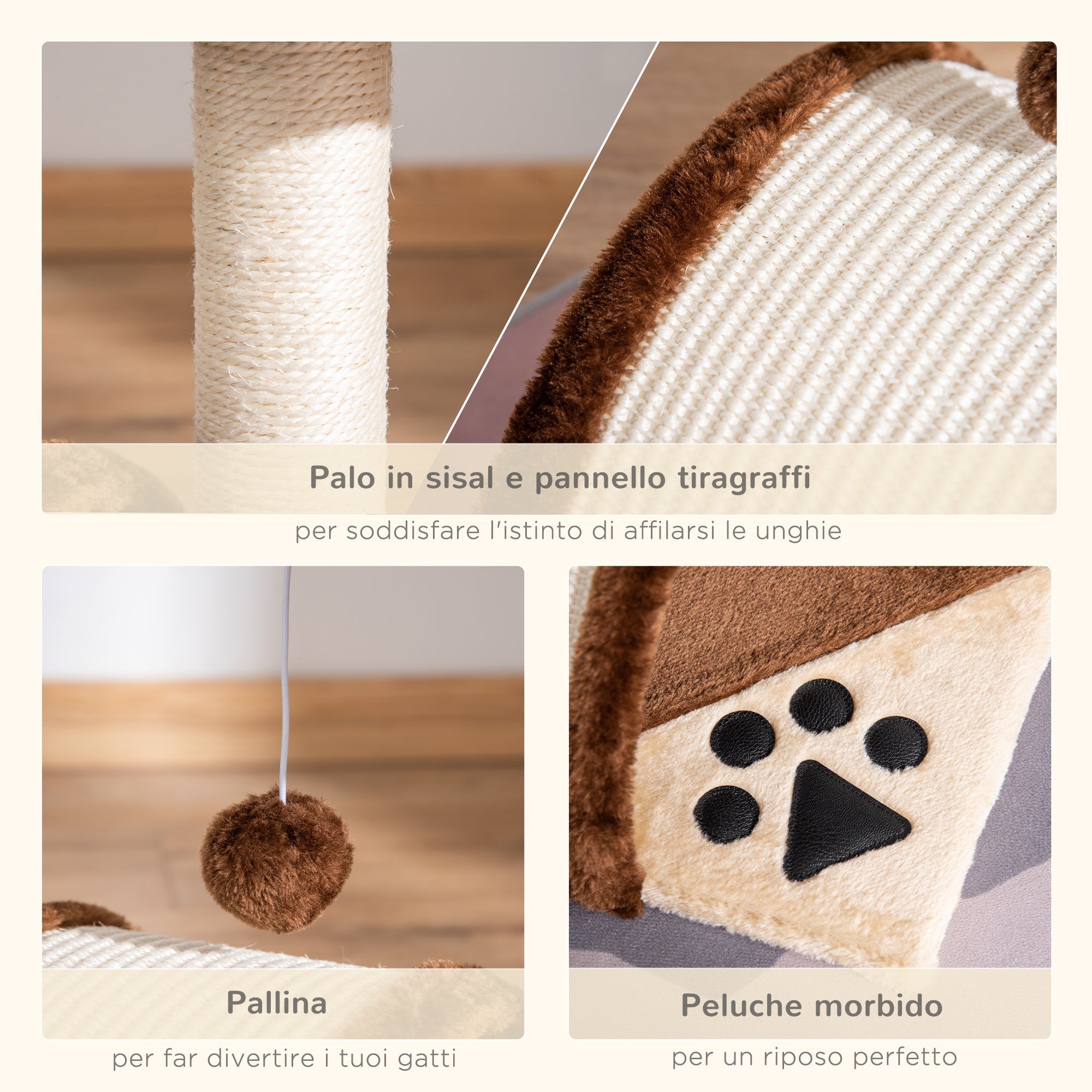 EASYCOMFORT Cat Tree, brown, 36x36x44cm