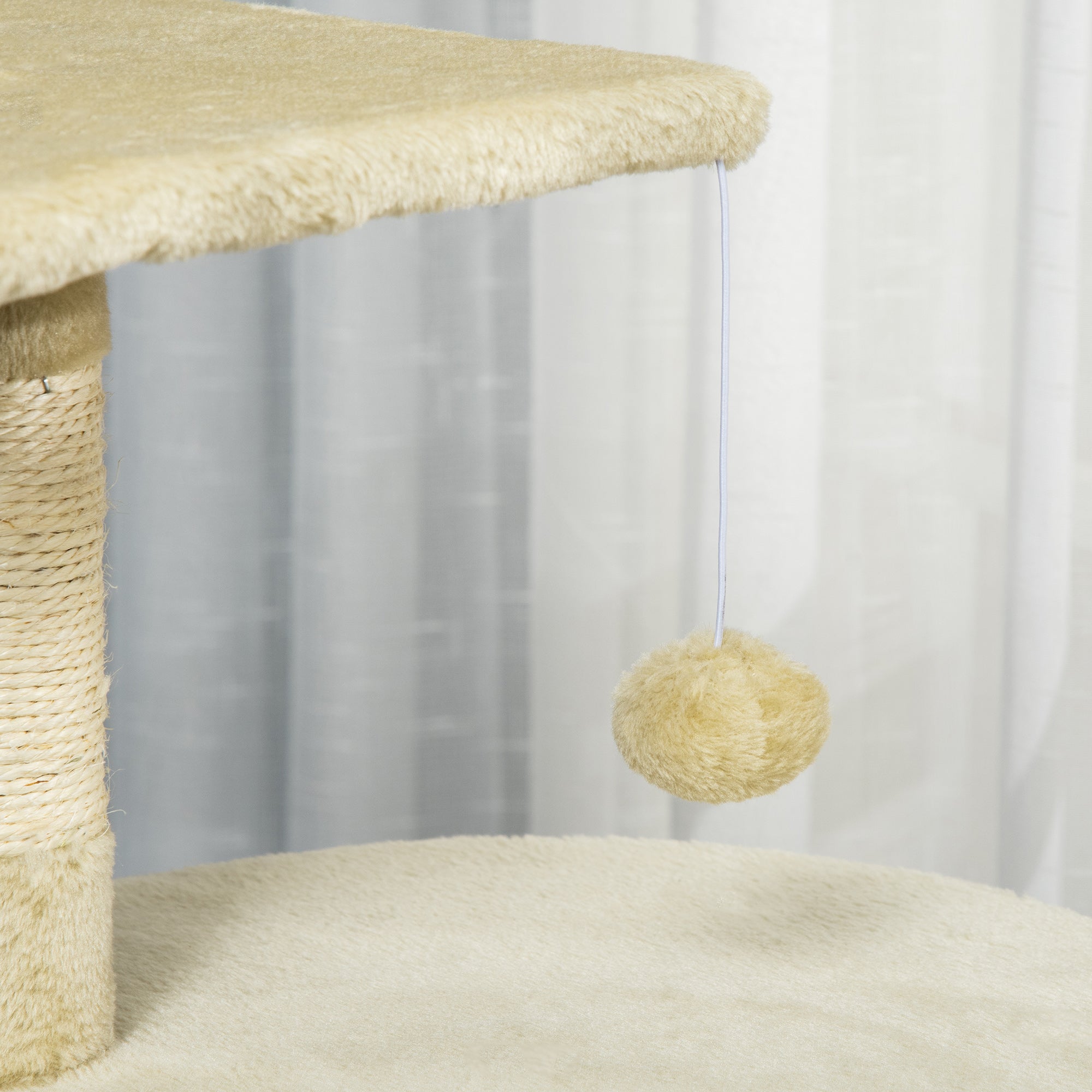 EASYCOMFORT krabpaal met hut, bal en sisaltouw 75x40x112 cm, beige