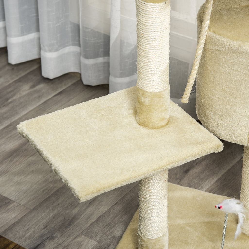 EASYCOMFORT krabpaal met hut, bal en sisaltouw 75x40x112 cm, beige