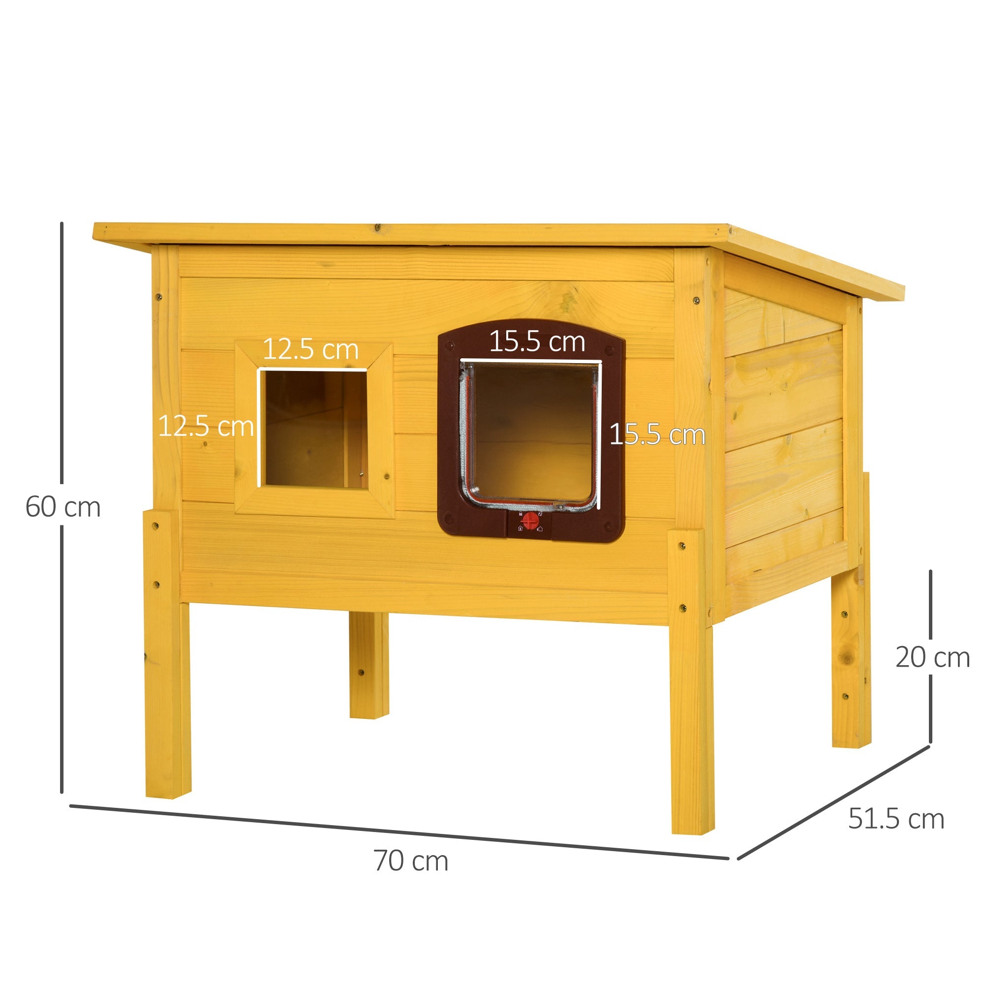 EASYCOMFORT Kennel House for Pets in Fir Wood 70 x 51.5 x 60cm