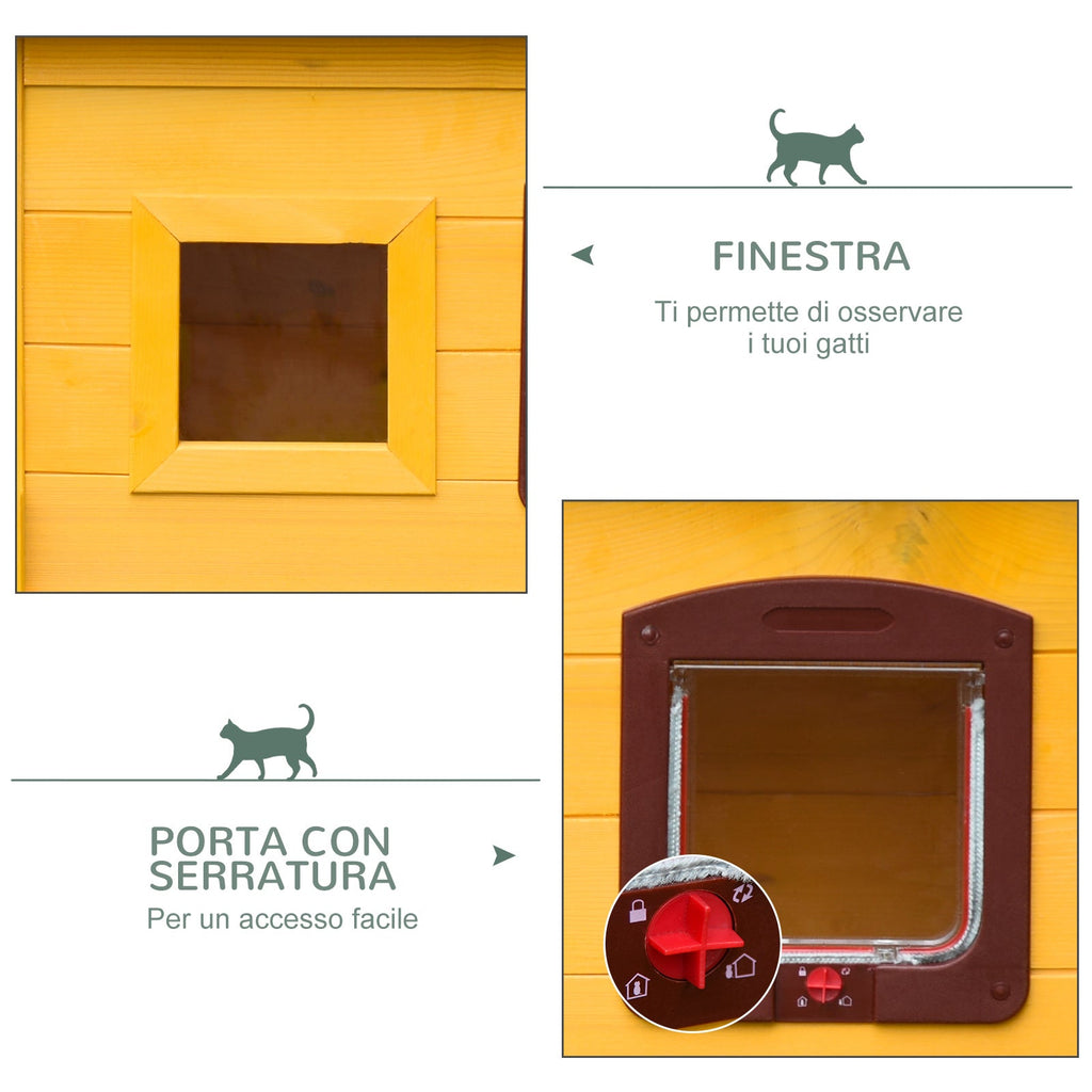 EASYCOMFORT Kennel House for Pets in Fir Wood 70 x 51.5 x 60cm
