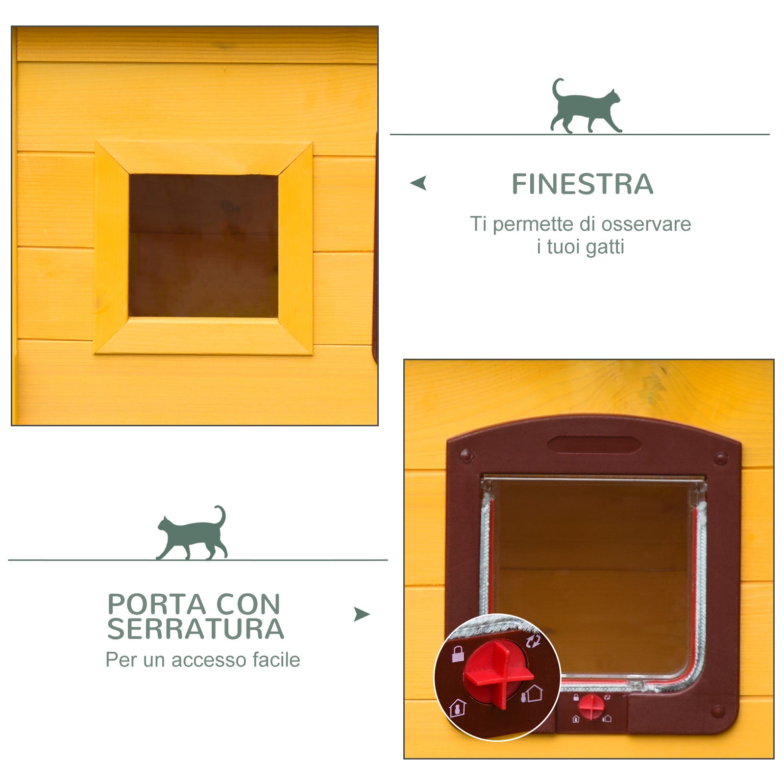 EASYCOMFORT Kennel House for Pets in Fir Wood 70 x 51.5 x 60cm