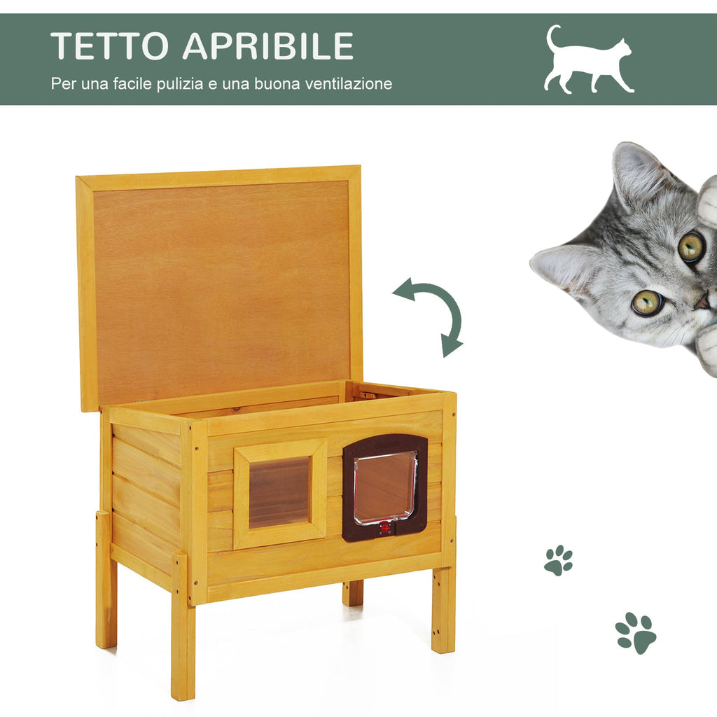 EASYCOMFORT Kennel House for Pets in Fir Wood 70 x 51.5 x 60cm