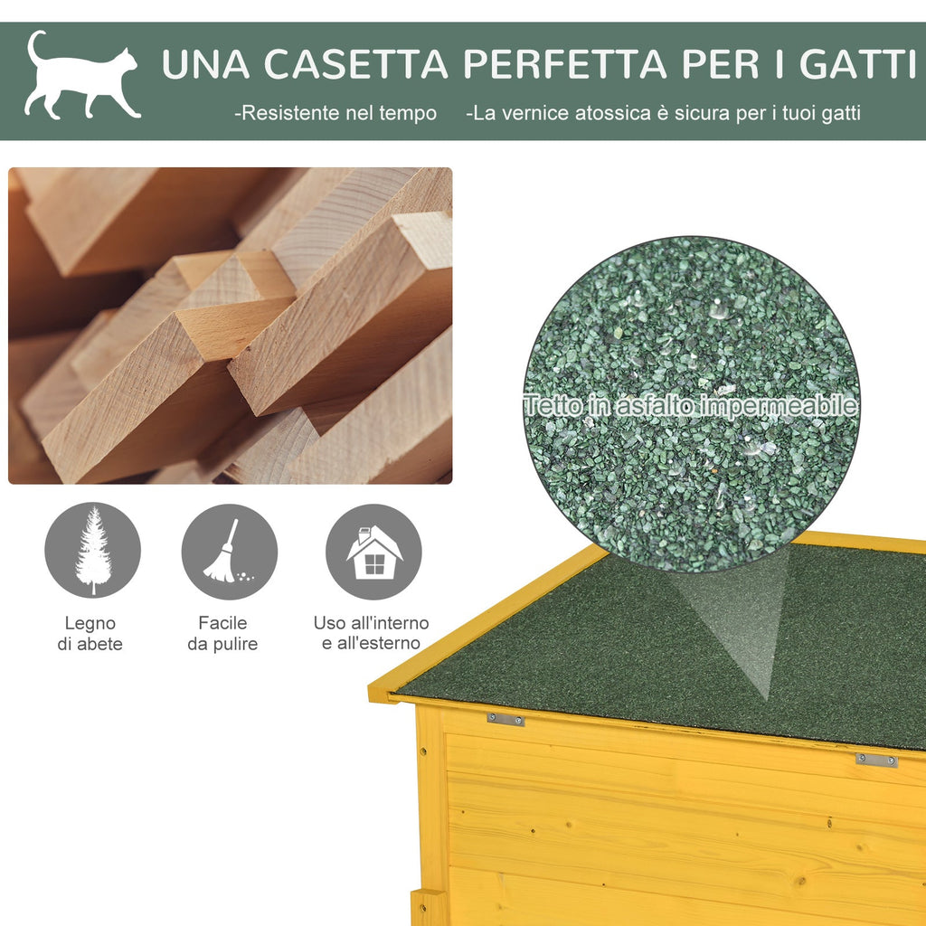 EASYCOMFORT Kennel House for Pets in Fir Wood 70 x 51.5 x 60cm