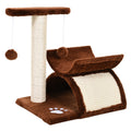 EASYCOMFORT Cat Scratching Post Tree Scratching Game Toy for Cats with Kennel 2 Hanging Balls in Natural Sisal Height 43cm