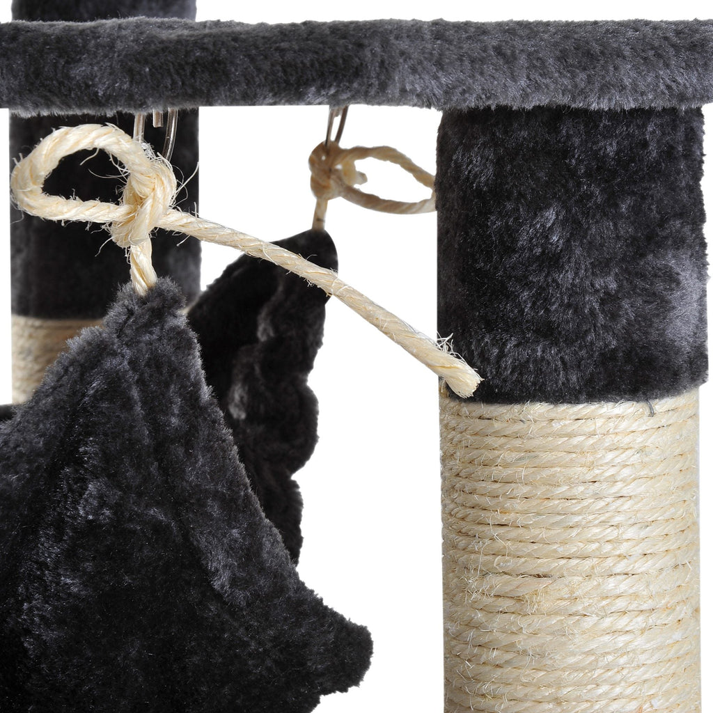 EASYCOMFORT Scratching Post for Cats with 4 Levels in Natural Gray Sisal Plush 40x40x132cm